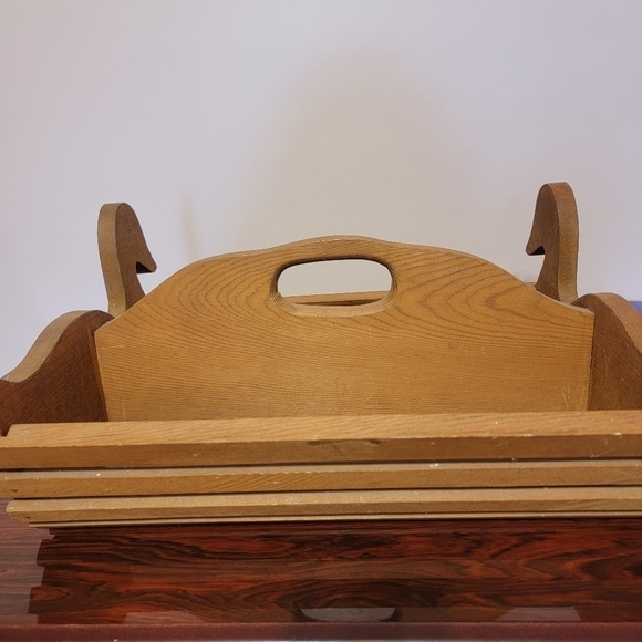 Handmade Wooden Duck Basket with Handle Hand painted and‎ Carved - Picture 8 of 9